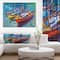 Designart - Three Fishing Boat Oil Painting - Sea & Shore Painting Print on Wrapped Canvas